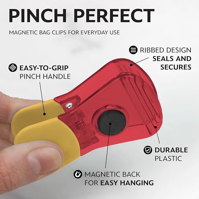 Disney Magnetic Chip Clips – Set of 6 Bag Clips for Food Storage - Mickey, Minnie, Lilo & Stitch, Winnie The Pooh – Durable & Airtight for Pantry & Fridge Use