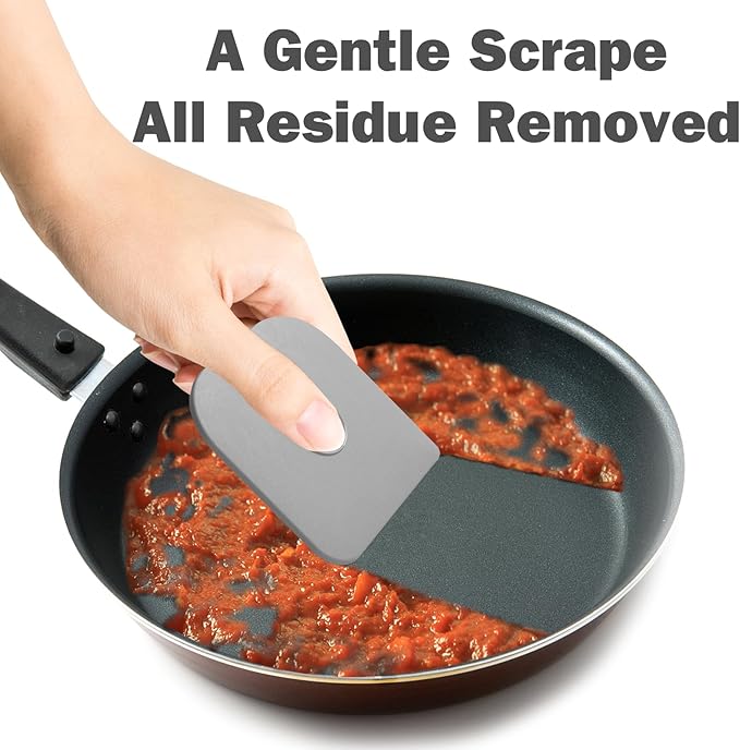 Pan Scraper, 5 Pcs Pot Scraper Plastic, Pot Scraper Non Scratch for Cast Iron, Pot and Pan Cleaning, Sturdy Scraper Kitchen Tool, Grey