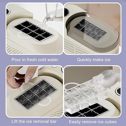 Mini Ice Maker Machine Counter Top for Home, Ice Ready in 10 Mins, Low Noise & Energy Saving, Easy to Clean, Portable Small Clear Ice Cube Maker for Kitchen (Purple #Name?)