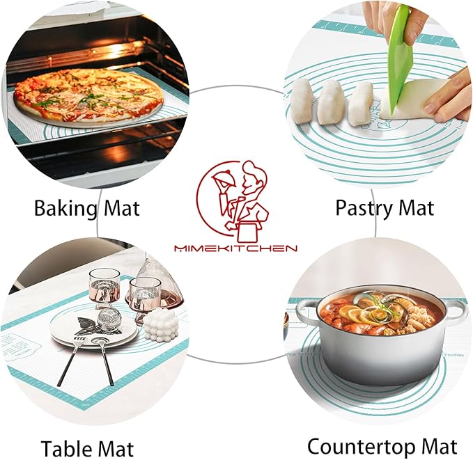 Non stick Pastry Mat, Dough Mat for Rolling, Silicone Baking Mat, Fondant/Pie Crust Mat Kitchen Counter Mat, Macarons Bread Baking Mat Baking Supplies Extra Large 28 x 20 Inch
