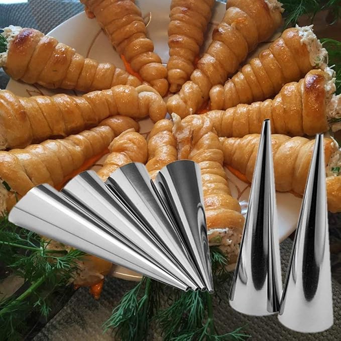 Large Size Cream Horn Molds - Pack of 20 Stainless Steel Ice Cream Mold Tubes