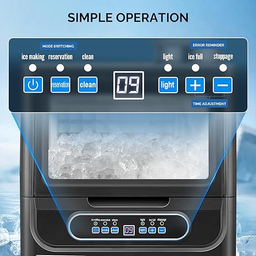 ROVSUN Commercial Ice Maker 70LBS/24H with 2 Water Inlets, Stainless Steel Ice Machine Countertop & Freestanding for Restaurant Bar with 11lbs Storage Bin, Ice Scoop, Drain Pipe & Water Filter