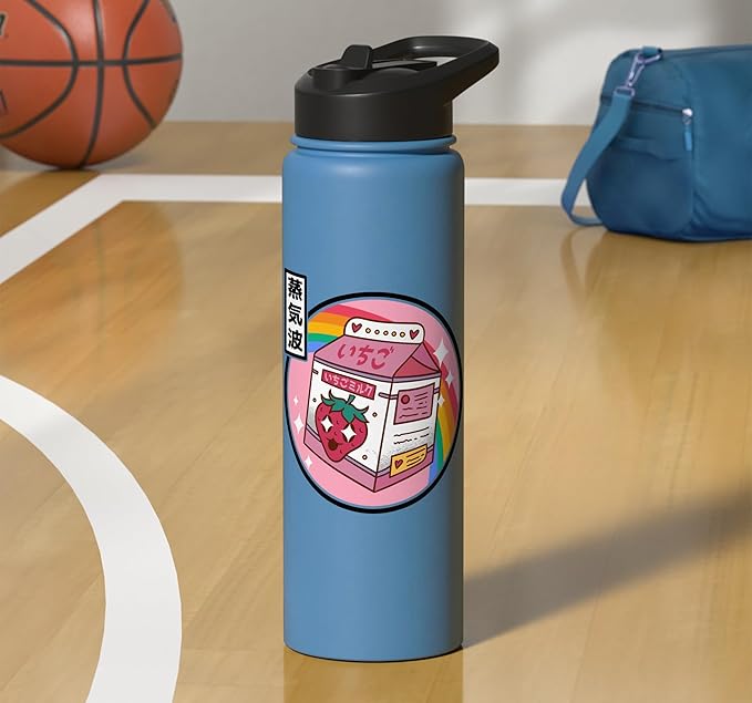 Strawberry Milk Carton Kawaii Rainbow Anime Stainless Steel Insulated Water Bottle