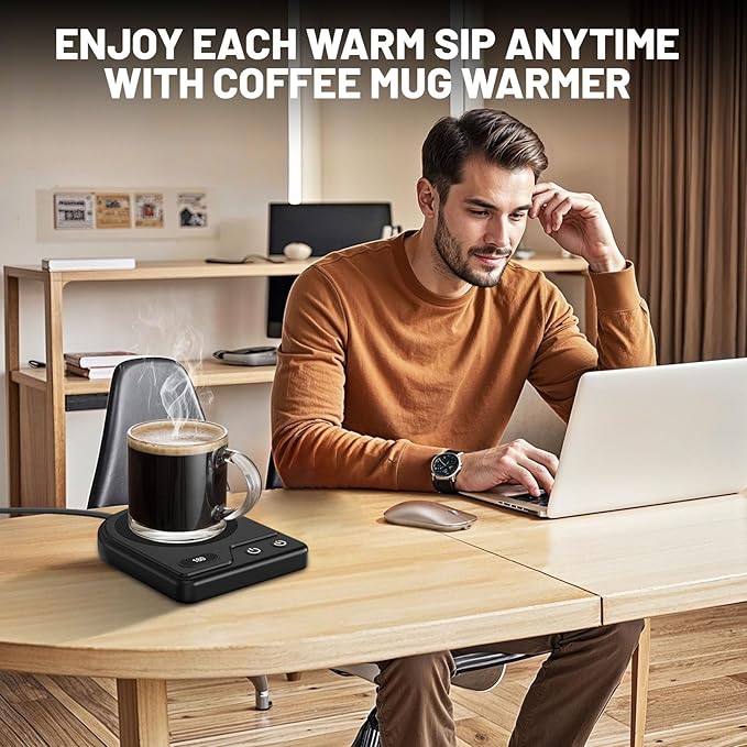 Mug Warmer,Coffee Mug Warmer with 3 Adjustable Temperature Settings,Coffee Warmer with 2-12H Auto Shutoff Functions,Easy to Clean Mug Heater for Desk,Grandma Gifts for Mothers Day