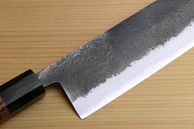 Yoshihiro Nashiji High Carbon White Steel #2 Japanese Nakiri Vegetable Knife with Cocobolo Wood Handle (6.5'' (165mm) & No Saya)