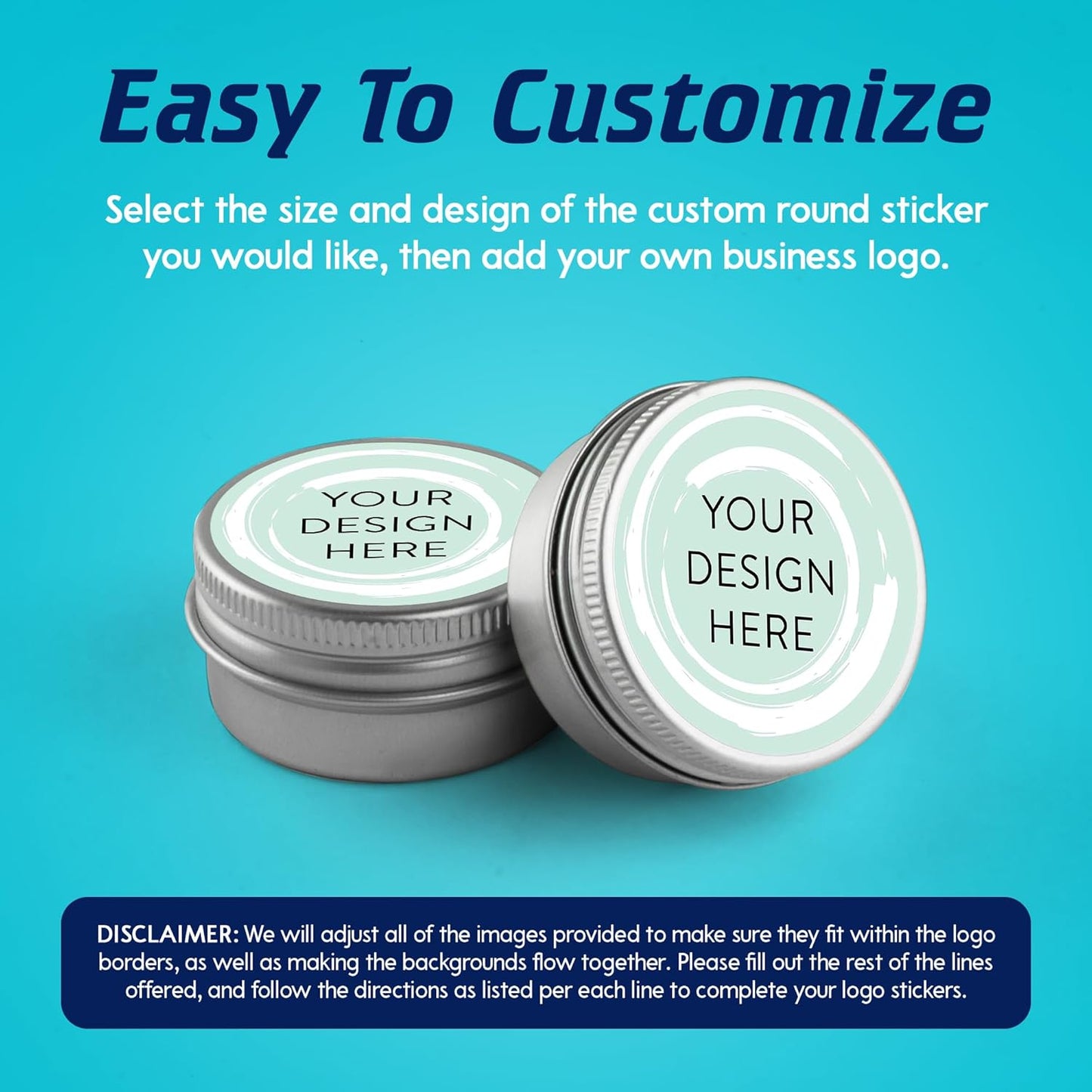 100 Custom Vinyl Stickers - Upload Your own Image, Text, Design, Logo - Personalized Logo Labels for Handmade, Packaging, Bottle, Jars, Candle, Brand Stickers (Mint, 1.5x1.5)
