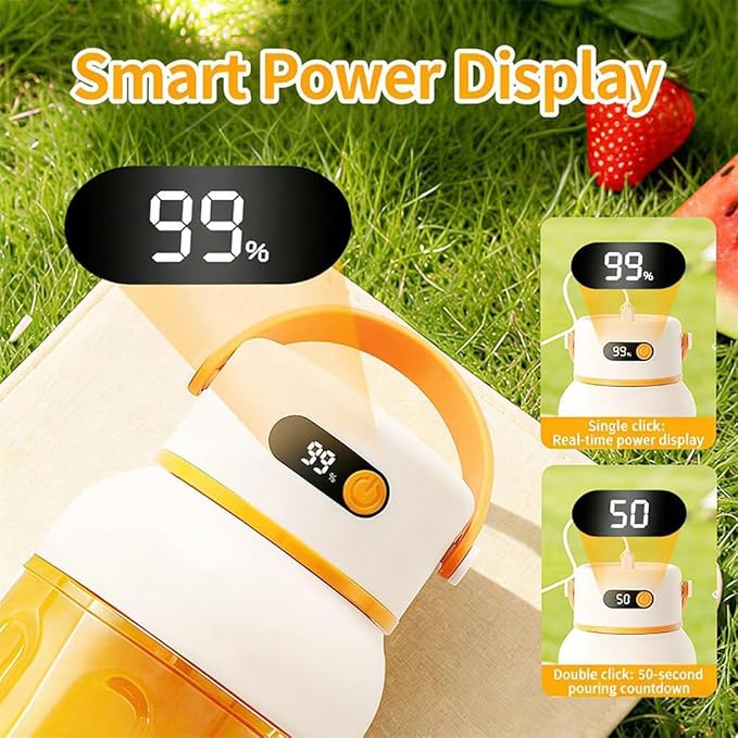 Portable Electric Juicer Cup with Zero Cord Hassle, 800-1200ML Personal Rechargeable Blender Portable for Shakes and Smoothies, with 36 Stainless Steel Blades, Straw and Two Lids (800ML/28.22OZ)