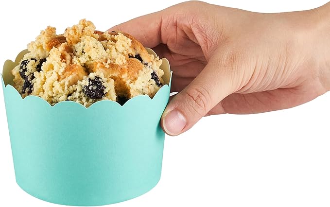 Restaurantware Baking Cups 200 Pack of 10 oz Paper Cupcake Liners Greaseproof Scalloped Oven-Safe Elegant Dessert Muffin Cups Disposable for Parties