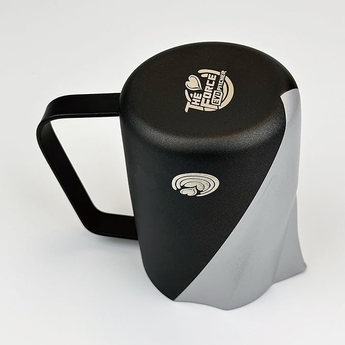 Barista Swag Curved Body Coffee Milk Frothing Cup for Espresso Machines Latte Art 500ml Steaming Pitchers (Matte Gray-Black)