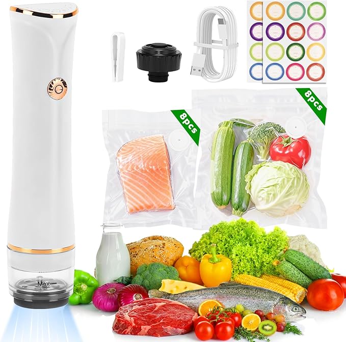Compact Vacuum Sealer for Food Storage & Preservation,with Reusable Bags, Ultra-long 100-minutes Vacuuming Time,Chef-Preferred 6X Freshness Keep for Home Kitchen RV Travel Seal Meal