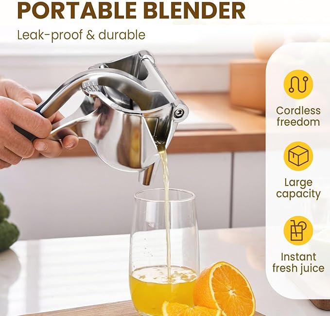Heavy Duty Manual Fruit Juicer Press, Upgraded Fruit Juice Squeezer Handheld Aluminum Alloy, Non-Slip Ergonomic Grip, Easy to Use & Clean, Efficient Extraction of Citrus, and Other Fruits (2)