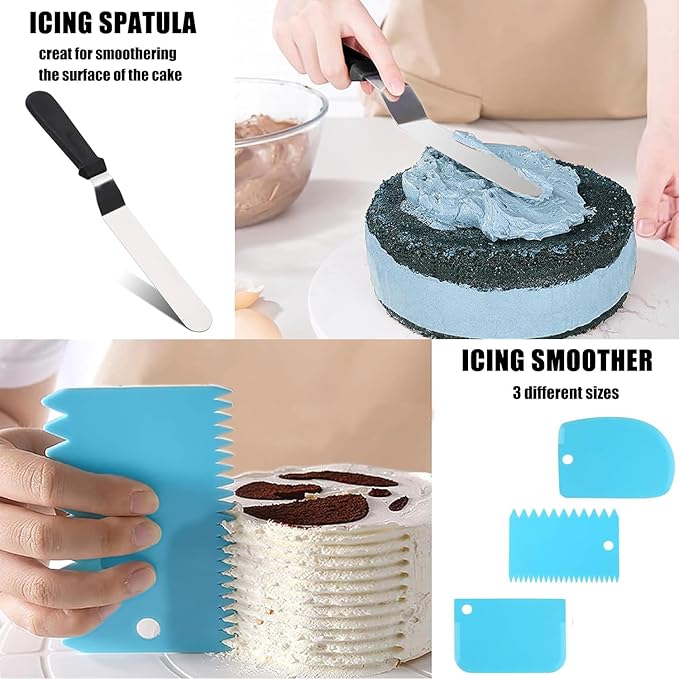 124Pcs Springform Pans Set, Round Square Cake Pans Sets, 7/9/10/11 Inch Cheesecake Pan with Removable Bottom and Cake Decorating Kit Supplies, Spring Form Pans for Baking