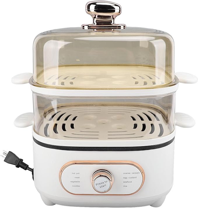 HEEPDD 2 Tier Electric Steam Pot, Steamers Multipurpose Cooker with Removable Steaming Trays, for Soup Noodles Seafood Vegetables 2 Tier Electric Steam Pot, 1200W 10.5L Stackable (US Plug 110V 700W)