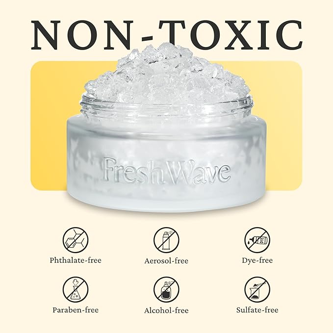 Fresh Wave Odor Removing Gel Eco-Refill, 63 oz. Lemon Scent | 2 Empty Refillable Glass Jars | 2 Room Set