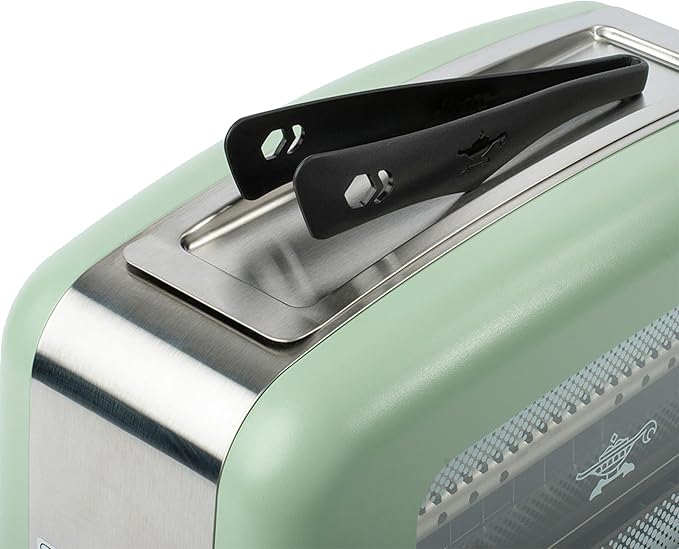 Graphite Heating Technology Pop-Up Toaster w/7 Heat Settings, 3 Toasting Functions & Unique Bagel Mode, Olive/Brushed Nickel