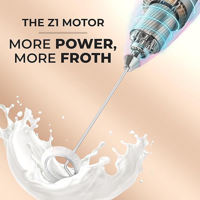Zulay Kitchen Powerful Milk Frother Wand With 4 AA Duracell Batteries - Ultra Fast Handheld Drink Mixer - Electric Whisk Foam Maker for Coffee, Lattes, Cappuccino, Matcha & Creamer - Lavender Blush