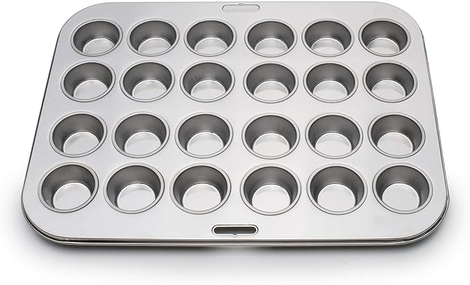 Fox Run Mini Muffin and Cupcake Pan, 24 Mini Cups, Stainless Steel Baking Pan, 10.5 x 13.75 x 1.5 inches
