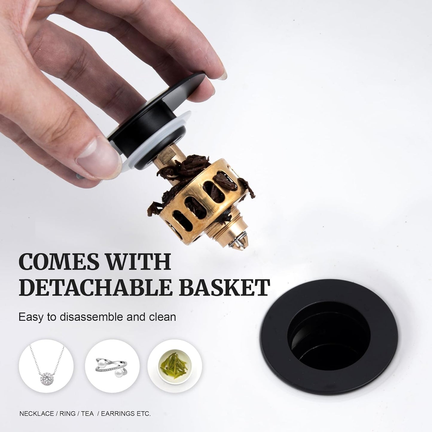 Pop up Sink Drain Stopper with Overflow Oil Rubbed Bronze for Bathroom Vessel Vanity Sink Art Basin，Big Cap Sink Drain with Overflow, Metal Pop-up Drain Strainer with Detachable Basket Stopper