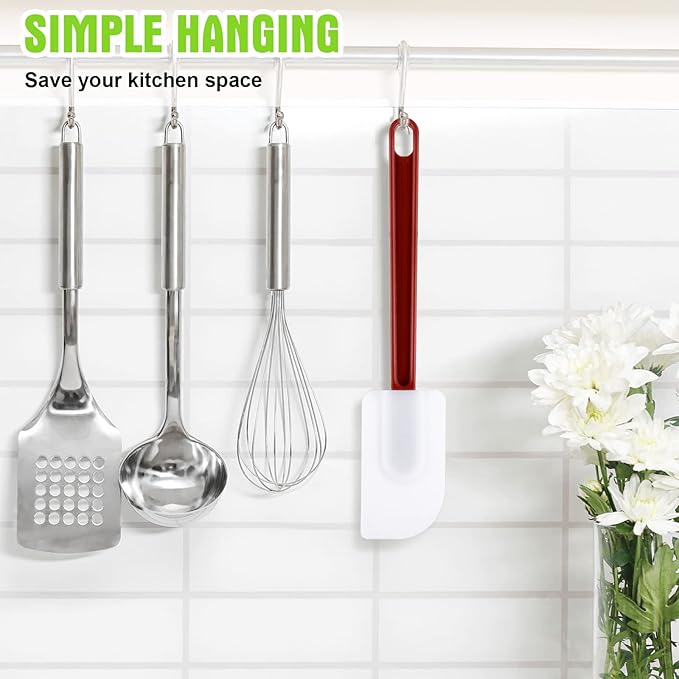 Meekoo 5 Pieces 14 Inch Rubber Spatula, 500°F High Heat Resistant Silicone Spatula Commercial Food Grade for Kitchen Cooking Baking Dishwasher Safe(Brown Red)