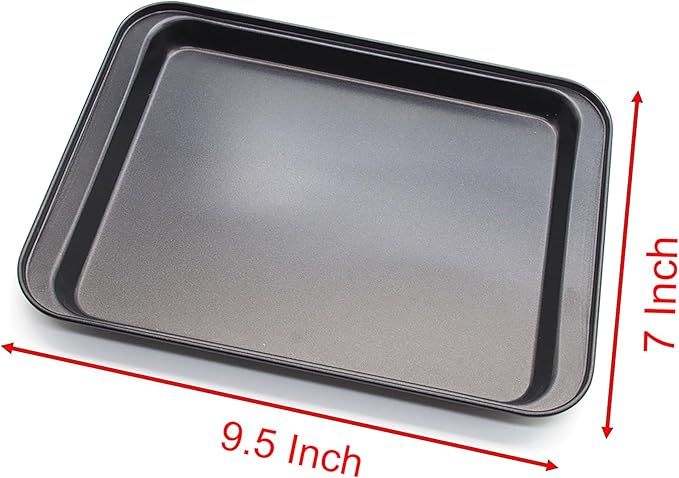 2 Pcs Cookie Baking Sheet, 9.5 Inch x 7 Inch Square Iron Plate with Nonstick Coating for Baking Cookie, Roast Meat, Baking Cake, Bread and other Foods (2)