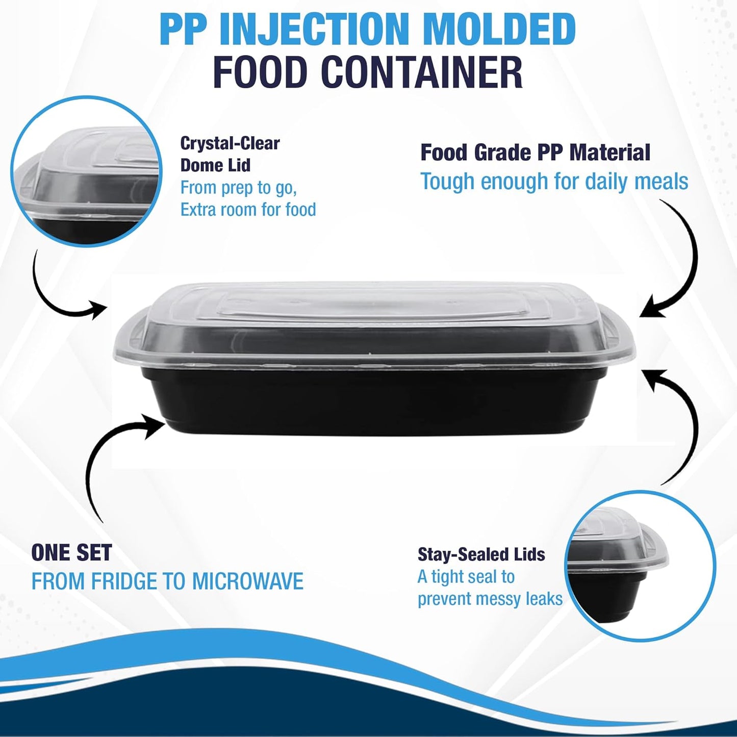 Ruthy's Outlet Meal Prep Containers W/Lids -Square Food Storage – BPA-Free| Stackable | Microwave | Freezer & Dishwasher Safe | Reusable Lunch Bento Box Portion Control & Planning (50 Pack, 12 oz)