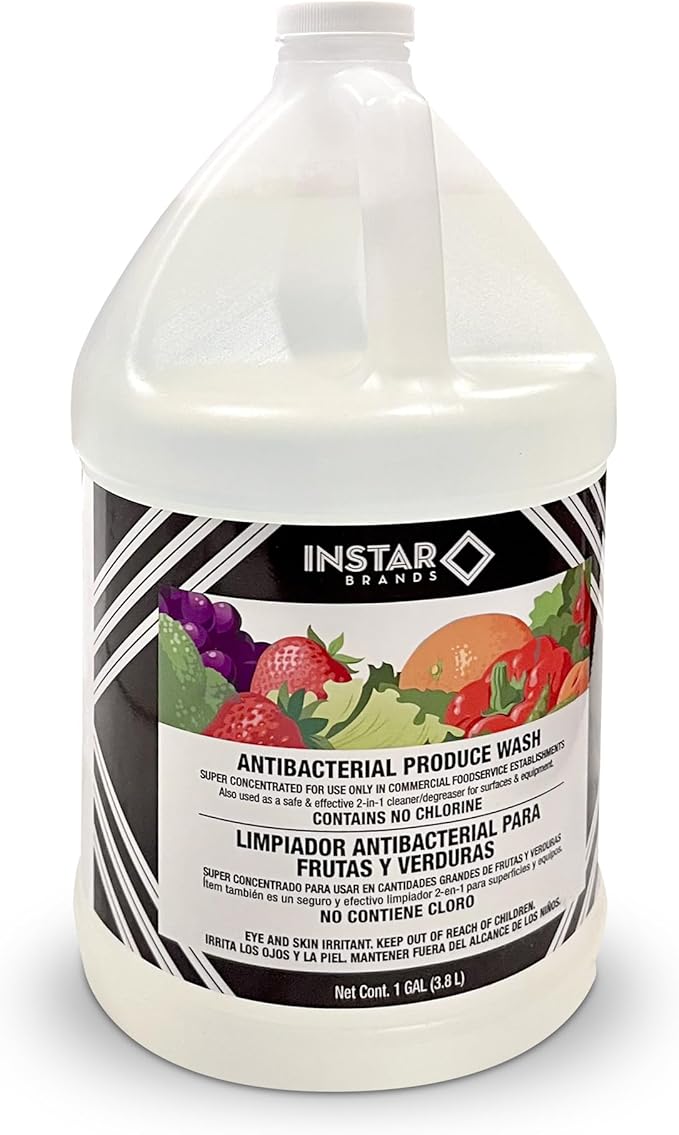 InStar Produce Wash & Cleaner - 1 Gal Liquid Concentrate (128 fl oz / 3.8 L) - 100% Natural - Each Bottle Makes 128 Gallons (450 L) of Liq Solution