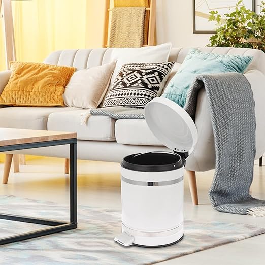 MAGICLULU Iron Foot Pedal Trash Can with Lid, 12l Round Household Waste Container, Multi-Function Bathroom Garbage Bin for Home and Office Use