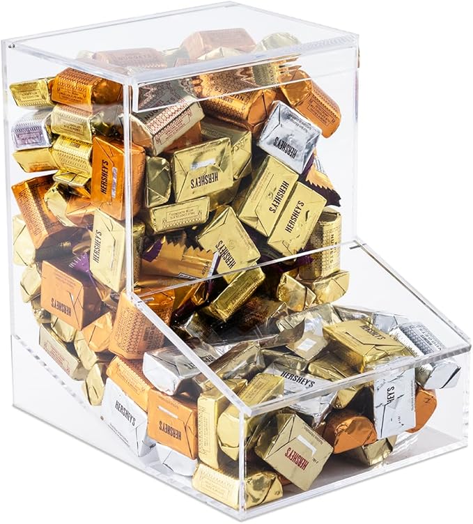 Inevibe Candy Dispenser - Bulk Acrylic Storage Holder with Two Lids for Countertop or Wall Mount - Store Chocolate, Treats, Sweets, and Snacks (1)