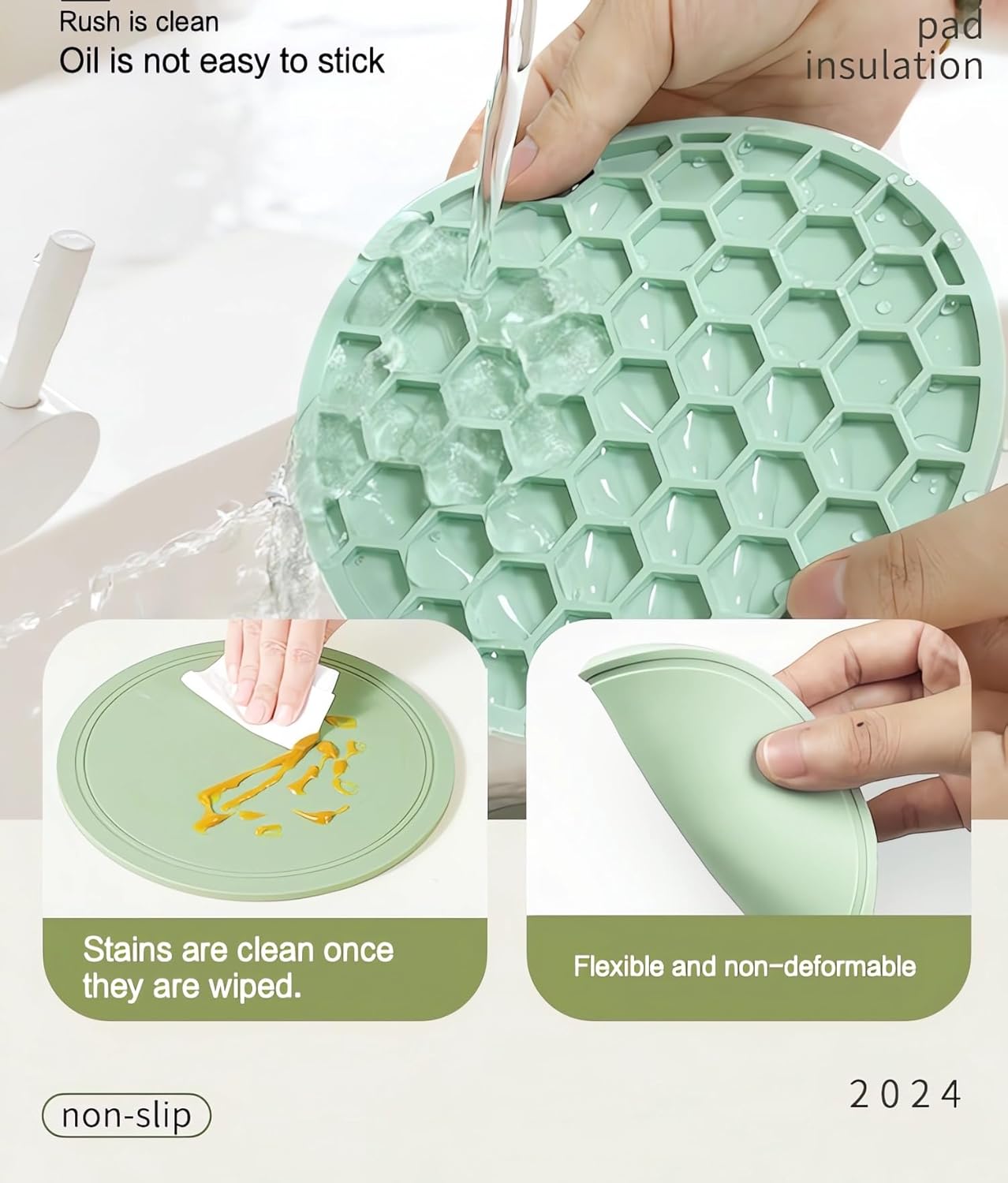5-Pack Silicone Trivet Mats for Hot Pots, Pans & Dishes – Non-Slip Heat Resistant Round Placemats, Kitchen Counter Protectors & Coasters (Home Essentials Dark Gray,6.3"*6.3"*0.24")