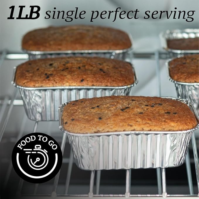 (55 Pack) 1LB Mini Foil Loaf Pans - 1 Pound Disposable Aluminum Baking Pans for Individual Bread, Cake, Meatloaf - Small Loaf Pans with Liners, Small Bread Tins 6 x 3.5 x 2