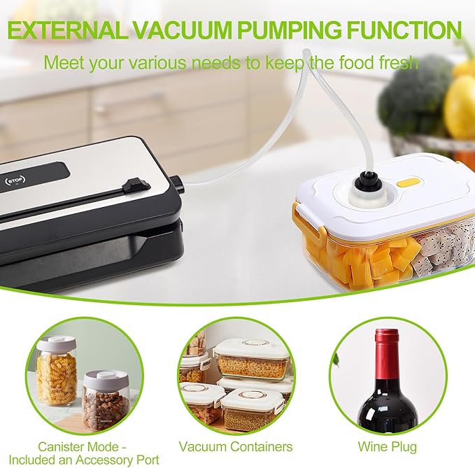 Vacuum Sealer Machine, Fast-Compact Food Sealer with Bags Storage, Build-in Cutter, Ideal for Sous Vide and Airtight Food Storage, Dry&Moist Modes (Silver)