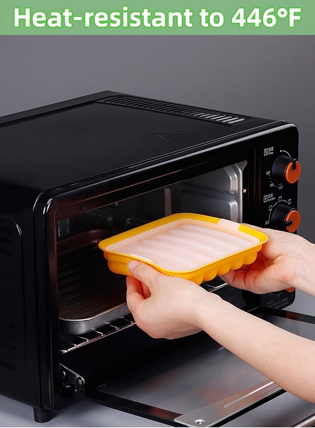 2 Pcs Silicone Sausage Mold with a Set of Silicone Brush Spatula and 25x Pastry Bags,Non-Stick Hot Dog Bun Pan,DIY Handmade Ham Sausage,Hot Dogs Baking Mold for Children's Food with Lid(Yellow/2)
