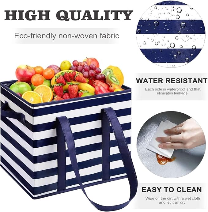 WISELIFE Reusable Grocery Bags 8 Pack,Large Grocery Tote Bag Water Resistant Shopping Bags Foldable Grocery Bag for Clothes,Shoes and Picnic,Black