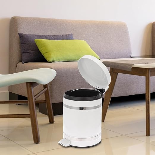 VICASKY Step-on Trash Can with Lid 5.5 Gallon Round Household Waste Basket Industrial Style Iron Pedal Rubbish Container for Kitchen Bathroom Office Use