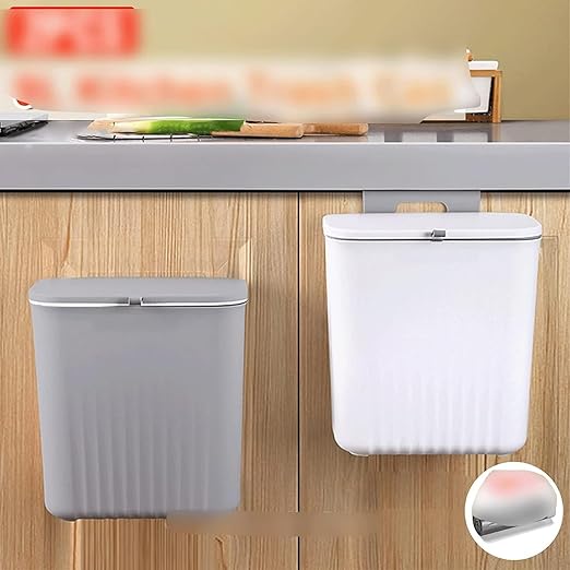 Hanging Trash Can, Kitchen Garbage Bin Waste Bins, Kitchen Hanging Trash Can with Lid Wall Mounted Kitchen Trash Can for Cabinet Door Recycling Trash Basket (Color : B)