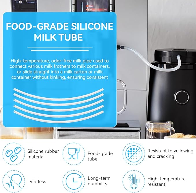 Milk Tube Hose Set for Jura Fully Automatic Coffee Machines, Coffee Milk Tube Fit for Jura ENA E8 GIGA 6 10 W10 Z5 Z6 Z7 Z8 Z9 Z10 J6 J8 J9 S80 WE8,Milk Pipe with HP3 Frother Connectors & Hose Brush