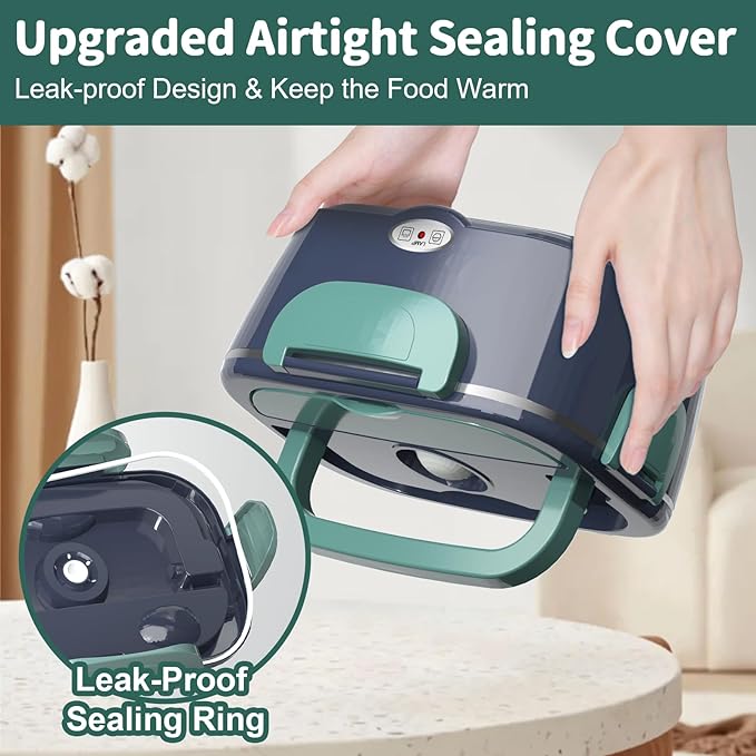 Electric Heated Lunch Box for Adults with 2 Pack 1.5L Containers, Portable 100W 3-IN-1 Fast Heated Lunch Box for Men, Portable Heating Food Warmer,12V/24V/110V for Car Truck Office Home Travel
