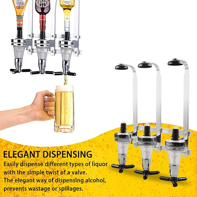 Wall Mounted Liquor Dispenser Bar Butler Drinking Pourer Wine Dispenser Machine Wall-Mounted Cocktail Tap Homebrew bar 3 Bottle by MUGLIO （30ml）