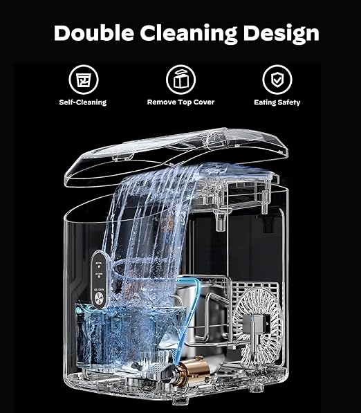 Nugget Ice Maker Countertop, Pellet Ice Machine with Self-Cleaning Function, Produces 33 lbs of Chewable Ice in 24 Hours, Sonic Ice Maker Perfect for Home Kitchens and Offices, Stainless Steel