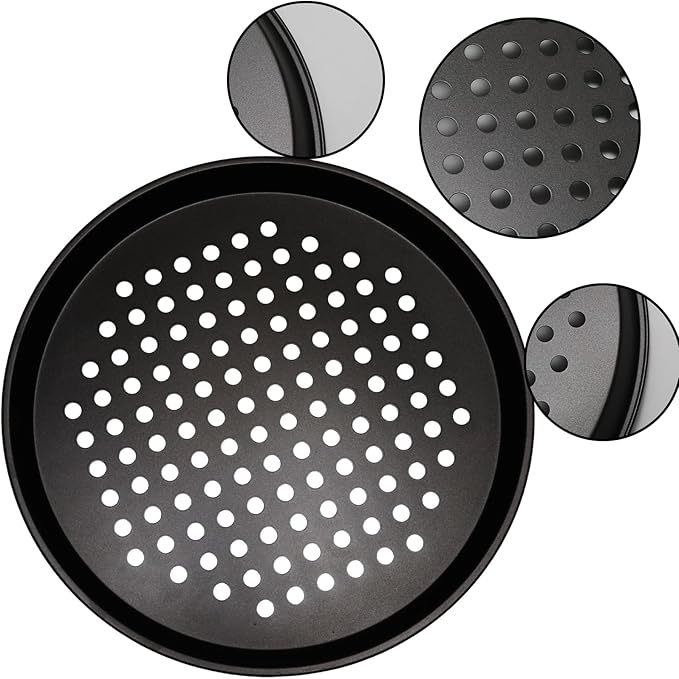 10 Inch Round Pizza Pan with Holes, Carbon Steel Pizza Pans fo Frozen & Homemade Pizza, Nonstick Pizza Tray for Oven