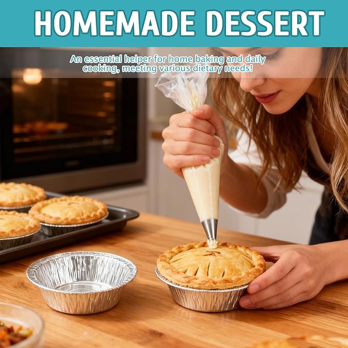 150 Pack 5" Round Tart Pie Foil Pans Disposable Aluminum Foil Tart & Pie Tins for Baking,Cooking,Storage or Reheating