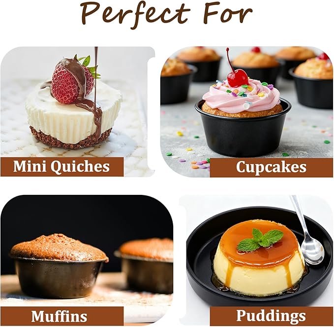 5 Pack Muffin Pans Carbon Steel Popover Pans, Nonstick Pudding Molds Individual Muffin Cupcake Pan for Baking
