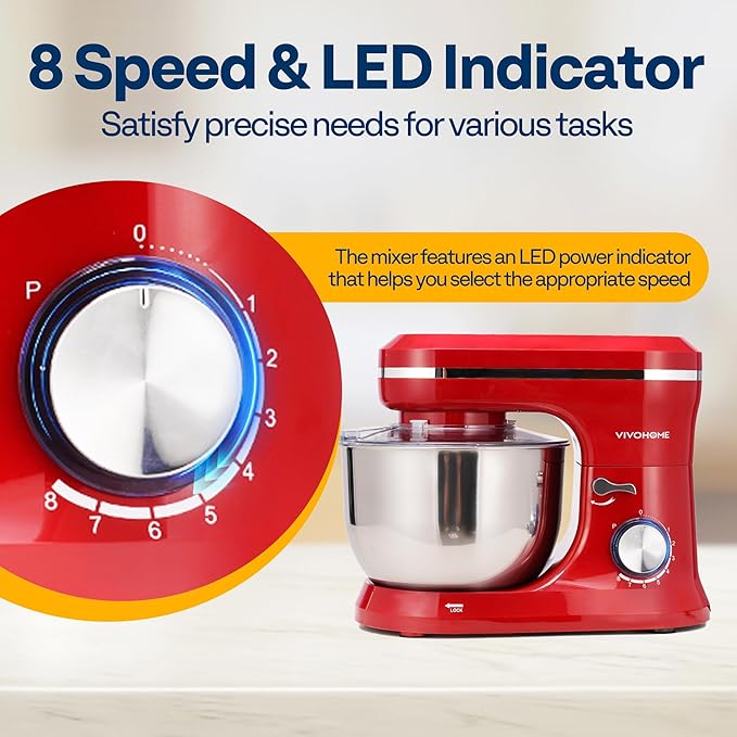 VIVOHOME 4.75 Quart Stand Mixer, 8 Speed Kitchen Electric Food Mixer with VIVOHOME Stand Mixer, 660W 10 Speed 6 Quart Tilt-Head Kitchen Electric Food Mixer