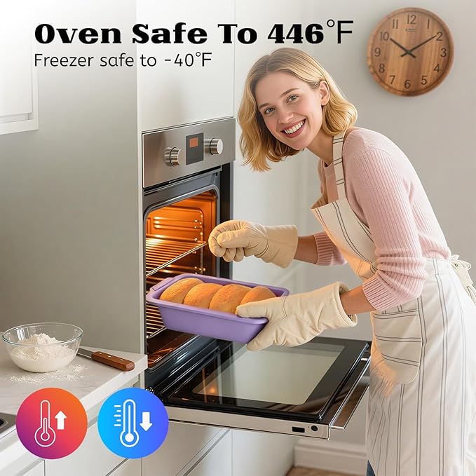 Bread Pans for Homemade Bread：9.5 x 5 Inch Silicone Loaf Pan for Baking with Metal Frame - Nonstick Banana Loaf Tin Tray for Sandwich Sourdough Pumpkin Sour Dough - for Oven Kitchen Home Baker
