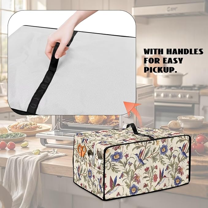 Countertop Convection Oven Cover Dust Protection Air Fryer Toaster Oven Covers for Home Kitchen Decorations 16.5 x 20.5 x 10 Inches, M, Hummingbird Floral Leaf