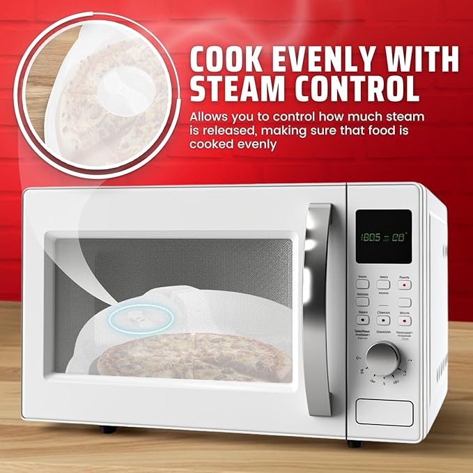 Flexzion 2 Pack 10.5 Inch Microwave Splatter Cover - BPA-Free Anti-Splatter Microwave Cover with Adjustable Steam Vent, Dishwasher Safe, Transparent Plastic Food Covers for Microwave Cooking