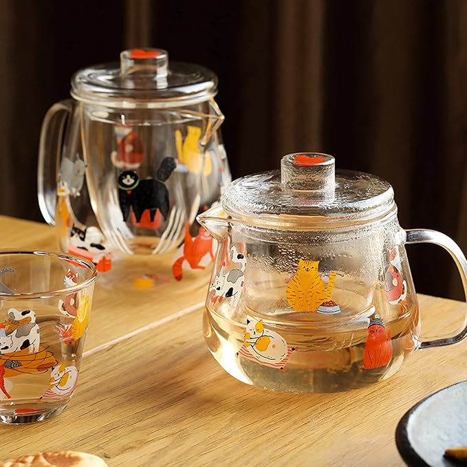 Pitcher Cute Pitcher with Glass Built-in Filter and High Temperature Resistant Cold Water Jug with Handle and Lid for Juice, Milk, Drinks Hot/Cold Water Carafe (Size : L)