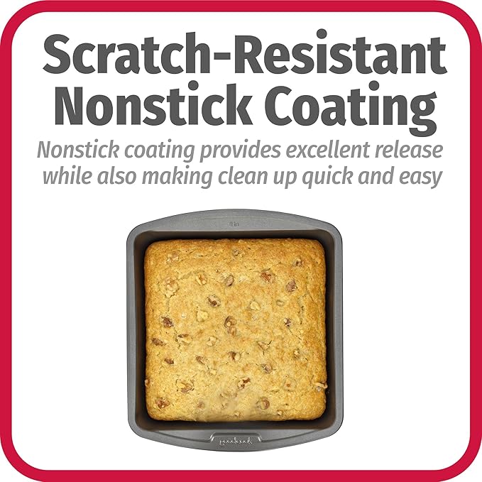 GoodCook Everyday Nonstick Steel Square Pan, 8", Gray (Pack of 2)