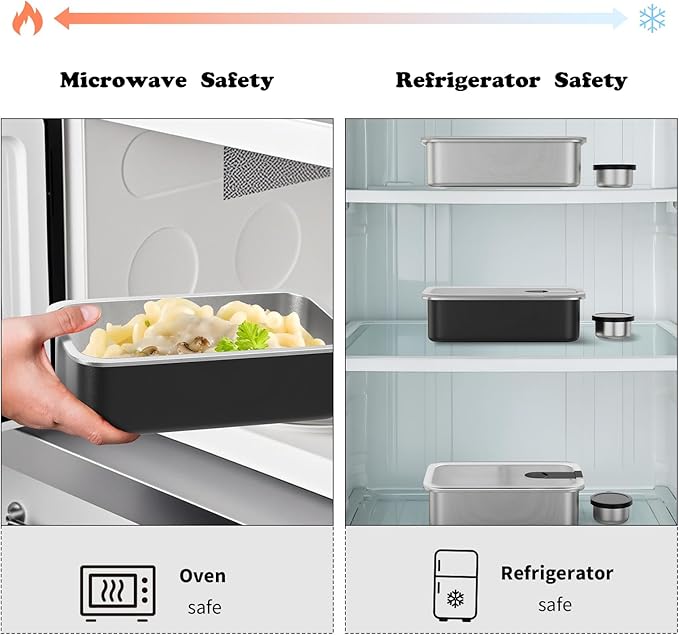 Bakpoco Stainless Steel Bento Lunch Box for Adult, 42oz Leak-Proof Lunch Box Containers, Microwave-Safe, with Adjustable Divider, Convenient Metal Lunchbox for Work, Travel