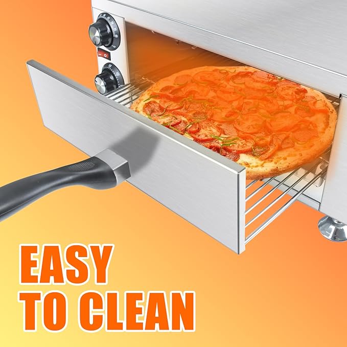 KOOTEN Electric Countertop Pizza Oven Indoor,12" Commercial Pizza Maker Machine,Stainless Steel Pizza Cooker for home Restaurant